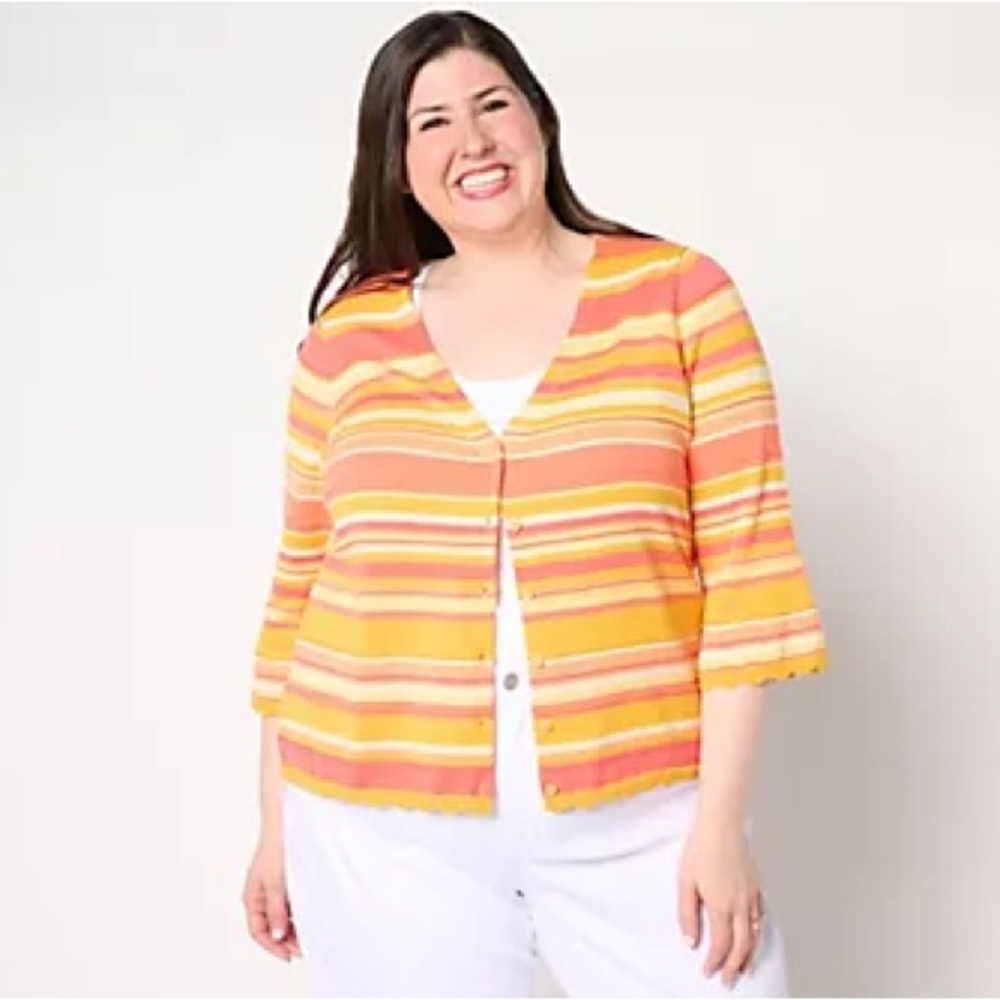Orange and Yellow Colorful Striped Cardigan